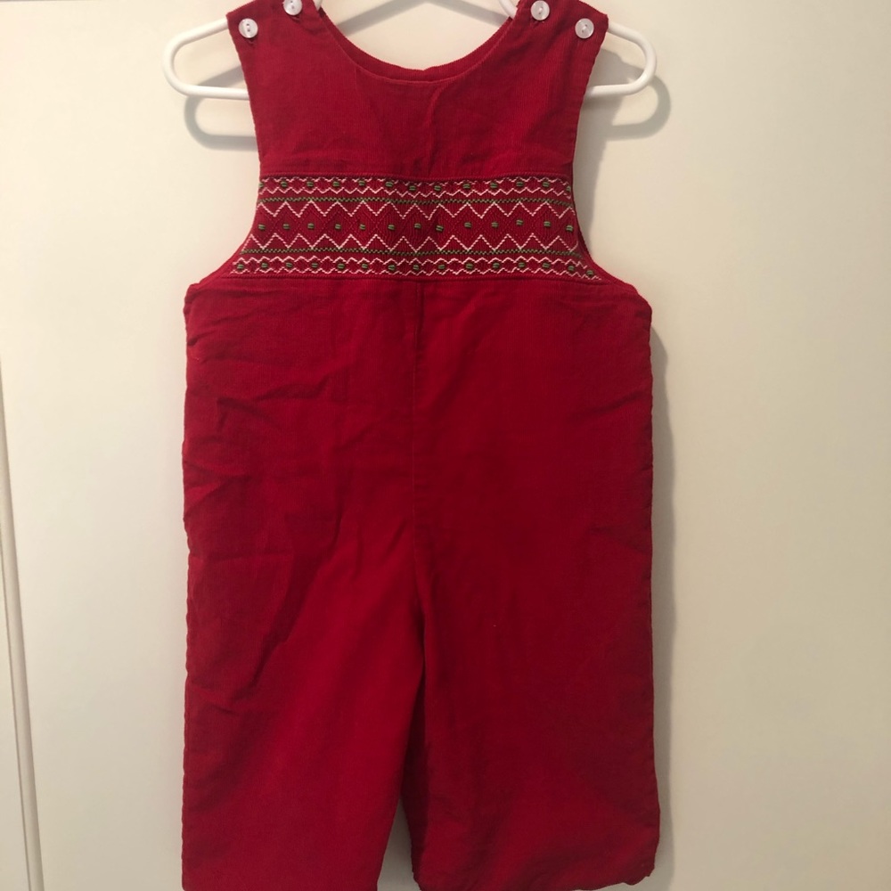 Holiday ANAVINI BOYS RED CORDUROY SMOCKED LONGALL